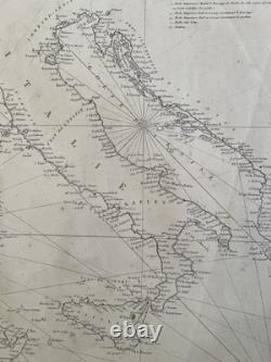 Carte marine ancienne Époque Début XIX em De la Méditerranée 1821