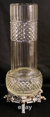 Charles Christofle, Vase En Cristal Taillé Et Bronze Argenté, époque XIX ème Siè