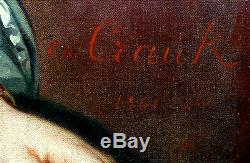 Charles Crauk Grand Portrait de Femme Epoque Second Empire HsT du XIXème siècle
