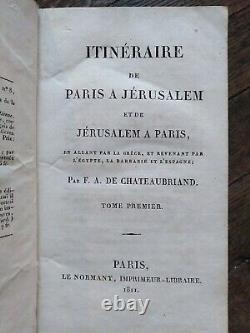 Chateaubriand Itinéraire de Paris à Jérusalem 1811 EO Reliure d'époque