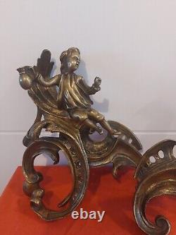 Chenets Bronze Doré modèle Jacques CAFFIERI Époque XIXÈME