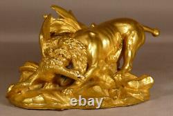 Chien Et Canard, Sculpture Bronze Animalier, époque Fin XIX ème