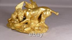 Chien Et Canard, Sculpture Bronze Animalier, époque Fin XIX ème