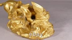 Chien Et Canard, Sculpture Bronze Animalier, époque Fin XIX ème