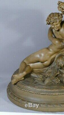 Clodion, Satyre Jouant Avec Une Nymphe, Sculpture En Terre Cuite époque XIX ème