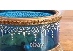 Coffret Boîte à Bijoux Verre Bleu Émaillée Et Bronze Epoque Napoléon III XIXème