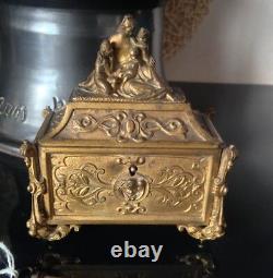 Coffret Bronze doré Chasse XIXéme style XVIIIeme Haute Epoque vierge putti