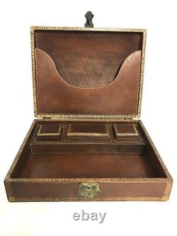 Coffret de correspondance en cuir Napoléon III époque XIXème siècle