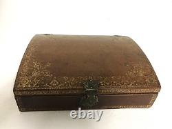 Coffret de correspondance en cuir Napoléon III époque XIXème siècle