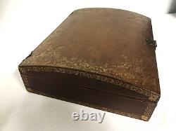Coffret de correspondance en cuir Napoléon III époque XIXème siècle