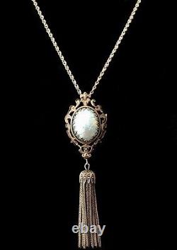 Collier pendentif-broche argent époque fin XIXème en emaux de limoges