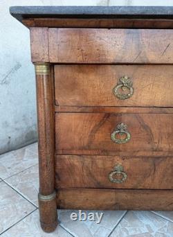 Commode époque Empire en ronce de noyer