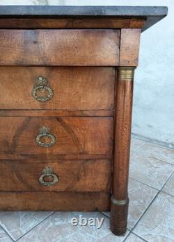 Commode époque Empire en ronce de noyer