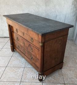 Commode époque Empire en ronce de noyer