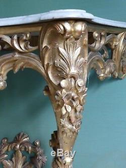 Console bois doré style Louis XV époque XIXème