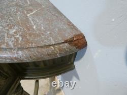 Console demi lune de style Louis XVI en bois doré et marbre, époque XIX ème