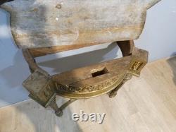 Console demi lune de style Louis XVI en bois doré et marbre, époque XIX ème