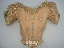 Corsage ancien robe de bal soie Belle Epoque antique victorian silk bodice S