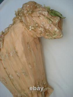 Corsage ancien robe de bal soie Belle Epoque antique victorian silk bodice S