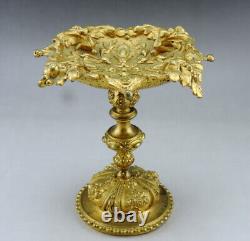Coupe sur piédouche en bronze doré ciselé feuillages et fruits époque XIXème