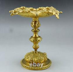 Coupe sur piédouche en bronze doré ciselé feuillages et fruits époque XIXème