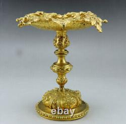Coupe sur piédouche en bronze doré ciselé feuillages et fruits époque XIXème
