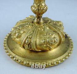 Coupe sur piédouche en bronze doré ciselé feuillages et fruits époque XIXème