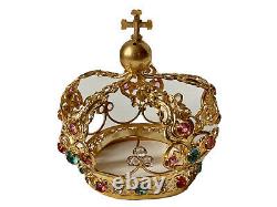 Couronne de Saint Vierge Église Laiton Doré & Strass Époque XIXème Antique Crown