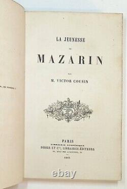 Cousin (Victor) La jeunesse de Mazarin 1865 EO Maroquin rouge d'époque