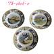 Creil Montereau 3 Assiettes Faience Polychrome Epoque Xixeme