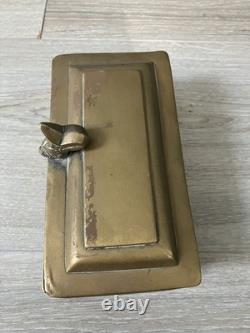 Curieuse Boite Encrier Poche Bronze Laiton XVIII-XIXéme Hollande Haute Epoque