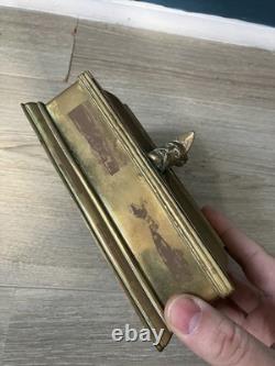 Curieuse Boite Encrier Poche Bronze Laiton XVIII-XIXéme Hollande Haute Epoque