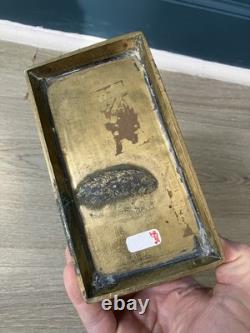 Curieuse Boite Encrier Poche Bronze Laiton XVIII-XIXéme Hollande Haute Epoque