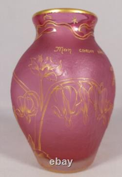 Daum Nancy, Vase Coeur De Marie En Verre mon Coeur Avez époque fin XIX ème
