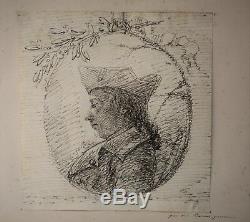 Dessin-encre-epoque XIX Eme-portrait-gentilhomme-leon Boisson-profil