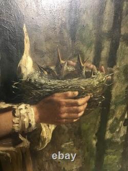 Deux tableaux huiles sur panneaux enfant miséreux époque XIXème siècle