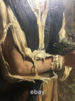 Deux tableaux huiles sur panneaux enfant miséreux époque XIXème siècle