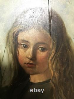 Deux tableaux huiles sur panneaux enfant miséreux époque XIXème siècle