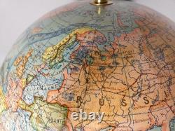 Diam 33 cm, grande mappemonde ancienne J Forest au 1/40000000, époque fin XIX èm