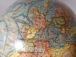 Diam 33 cm, grande mappemonde ancienne J Forest au 1/40000000, époque fin XIX èm