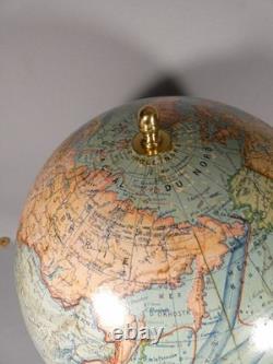 Diam 33 cm, grande mappemonde ancienne J Forest au 1/40000000, époque fin XIX èm