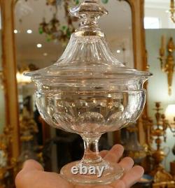 Drageoir En Cristal Taillé à Côtes Plates, Baccarat époque Napoléon III XIX ème