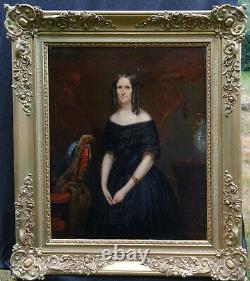 E. Hiéblot Portrait de Femme Epoque Louis Philippe HST du XIXème siècle