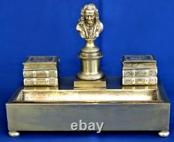 ECRITOIRE / ENCRIER Bronze Doré Sceau Figurant Voltaire Epoque Empire XIXème