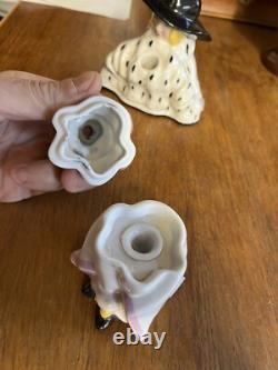 ENCRIER PORTE-PLUME d'époque XIX ème PORCELAINE Décor Pierrot de Henri Delcourt