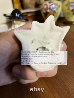 ENCRIER PORTE-PLUME d'époque XIX ème PORCELAINE Décor Pierrot de Henri Delcourt