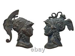 Éléments Ornementaux Bronze Personnages Hermès Athéna Mythologie Époque XIX ème