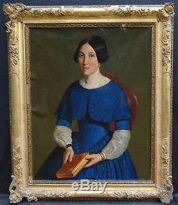 Emile Roumens Portrait de femme Epoque Louis Philippe H/T XIXème siècle