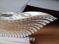 Encrier Ancien Porcelaine De Paris Coquillage Nautile Or Époque XIXe Sablier