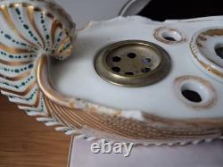 Encrier Ancien Porcelaine De Paris Coquillage Nautile Or Époque XIXe Sablier